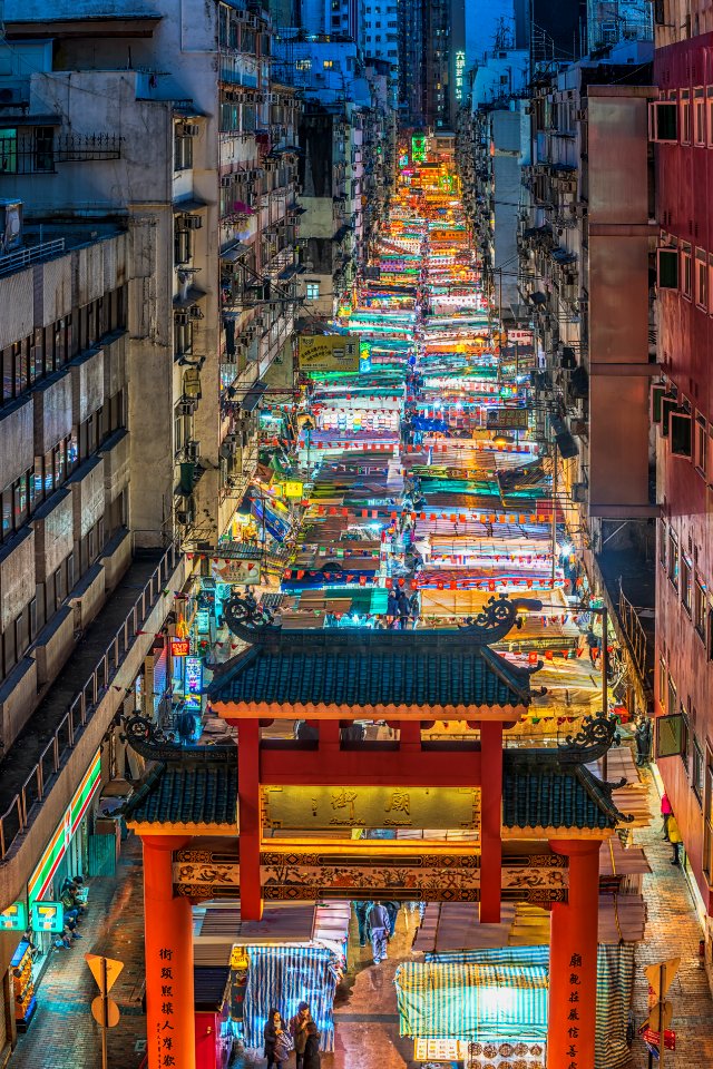 night market in the middle of houses
