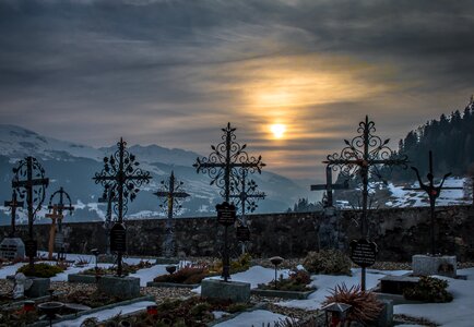 Mountains winter graveyard