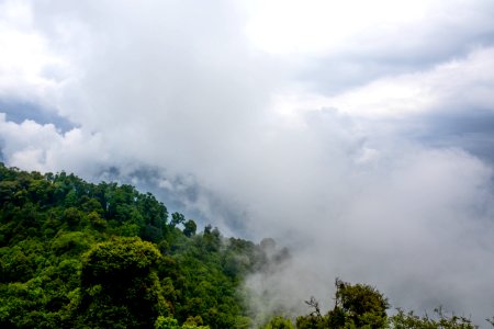aerial photography of foggy mountain
