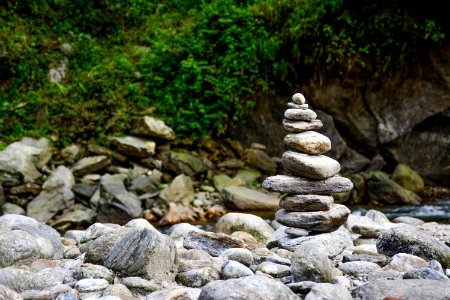 shallow focus photography balance stones