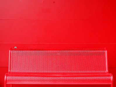 red metal bench