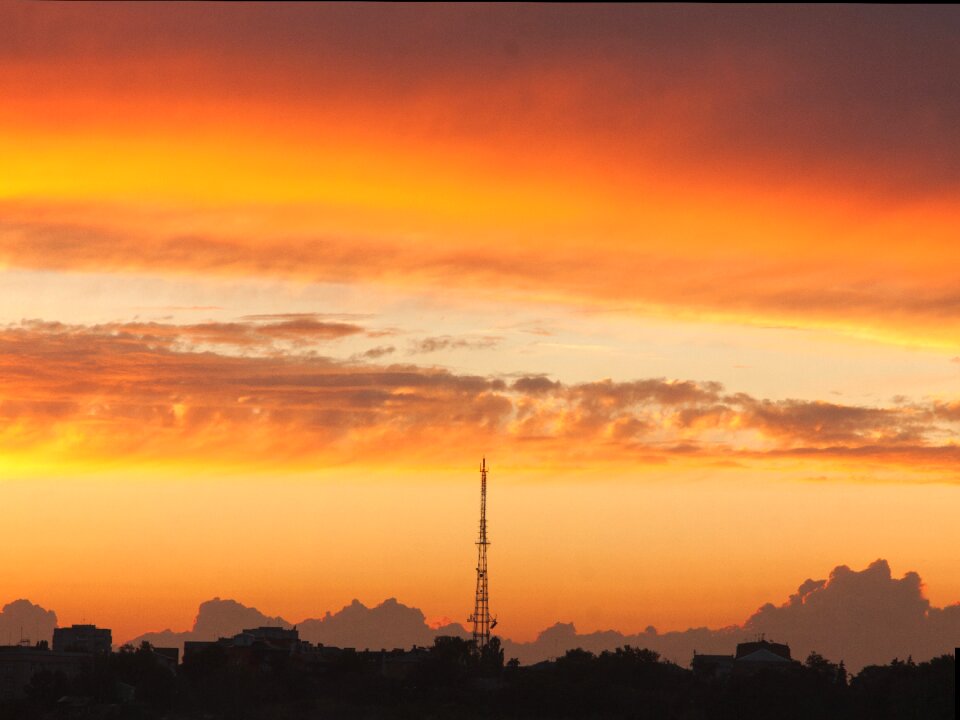 Sky orange sky television tower