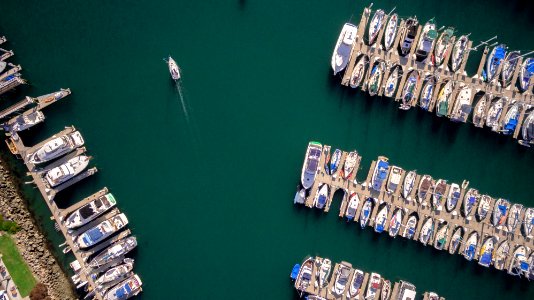 aerial photography of docked boats photo