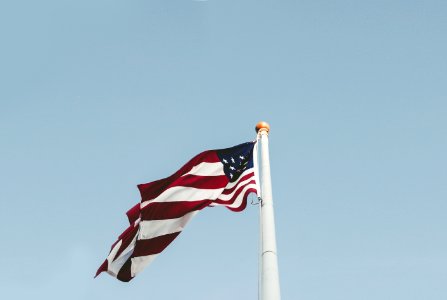 U.S.A flag under blue sky photo