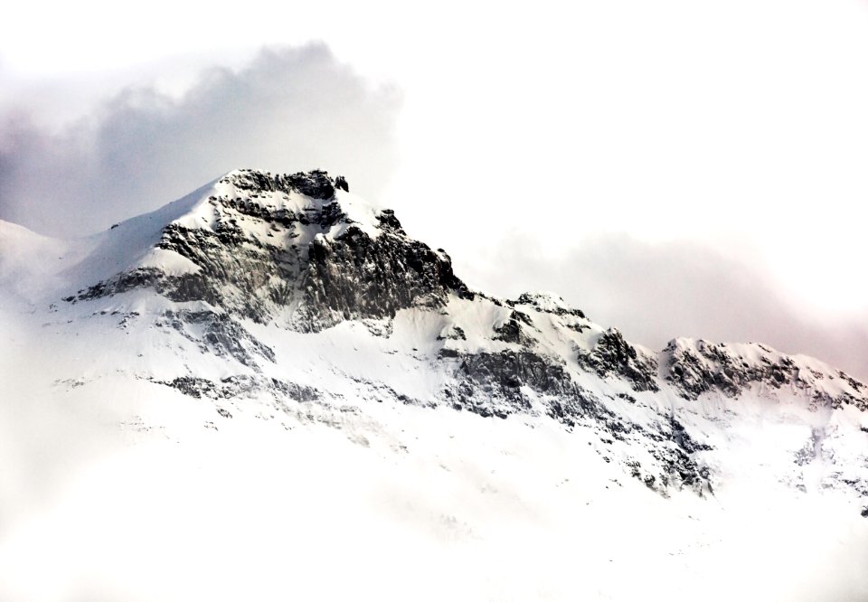 glacier mountain under white sky