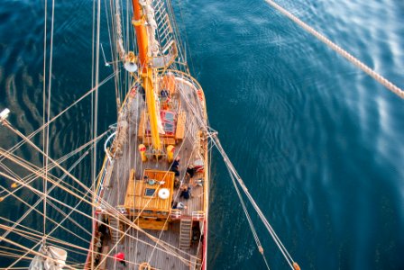 aerial photography of ship on calm body of water at daytime photo