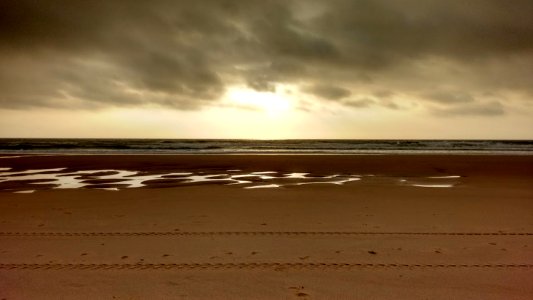 Puddle, Sunset, Beach