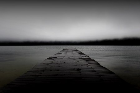grayscale photography of dock