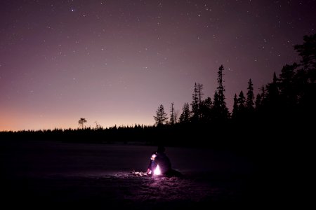 person in front of bon fire during night