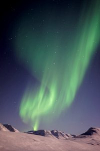 Aurora lights above mountain photo