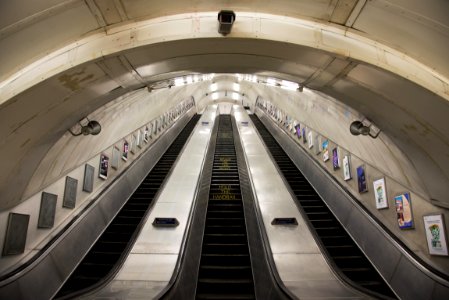 worm's eye view of escalator photo