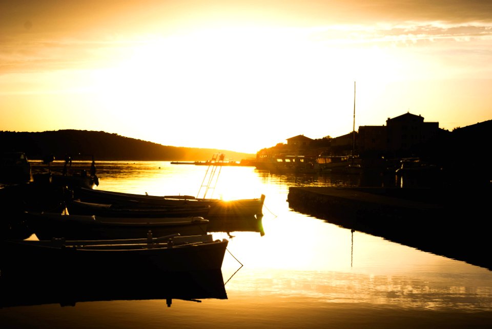 Sunset, Boats, Shore