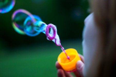 Girl, Bubbles, Nature