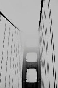 grayscale photography of Golden Gate bridge photo