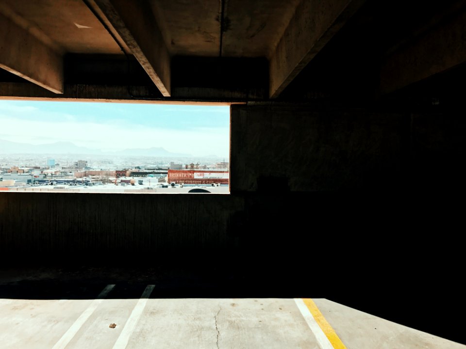 View out of a multi-story parking lot in El Paso, Texas