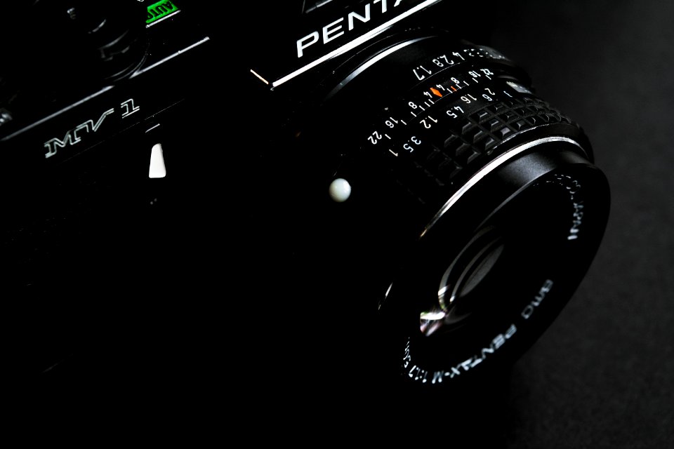 black Pentax SLR camera