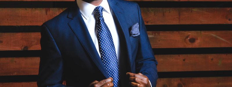 man wearing blue suit