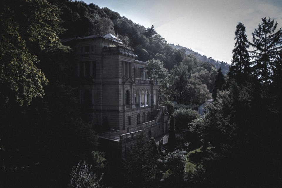 grayscale photo of a building