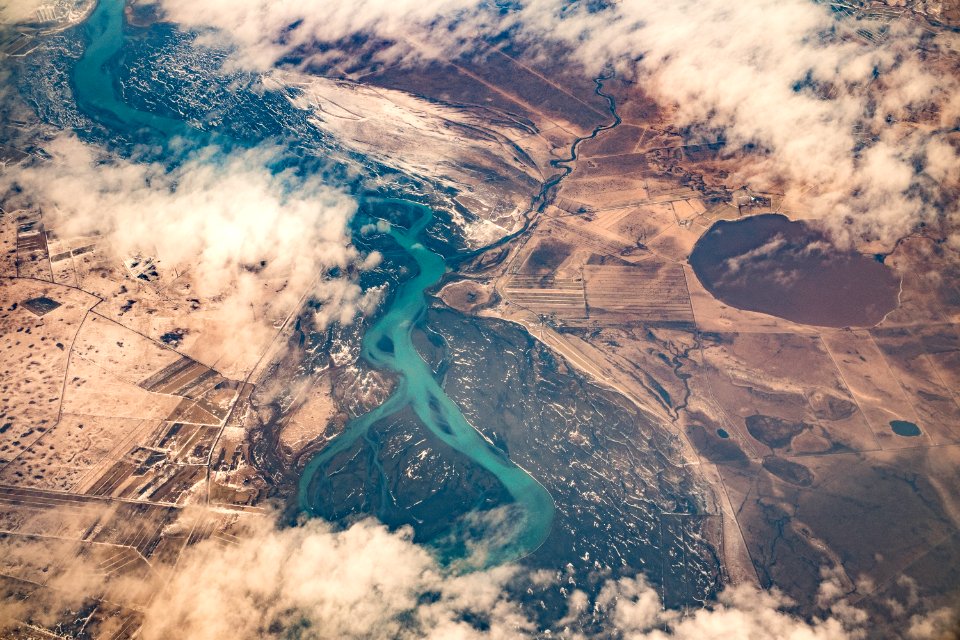 aerial photography of river photo