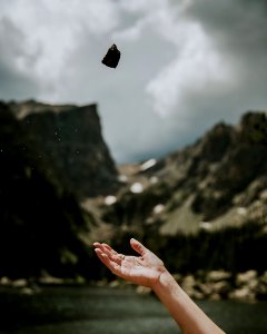 person threw stone during daytime photo