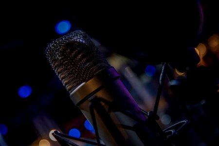 Macro of microphone and recording equipment photo