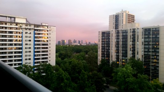 High park, Apartment buildings, Sunset photo