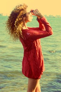 Water, Glasses, Girl
