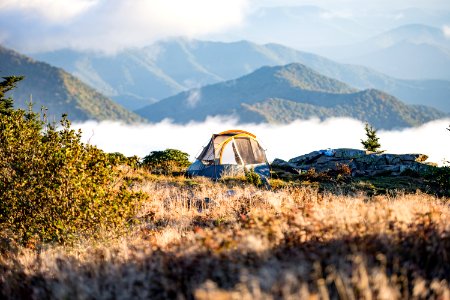 camping tent on top of mountain