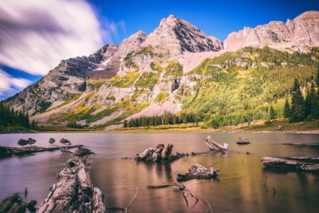 landscape photography of mountains near body of water photo