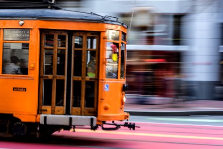 Trolley, Orange, Street photo