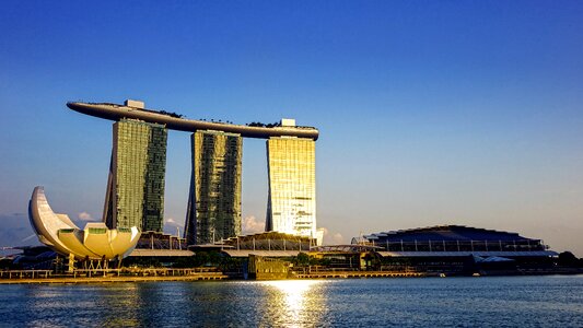 Landmark singapore river blue sky photo