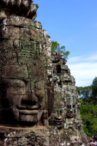 Buddha face on stone photo