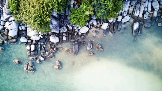 top view of rocky seashore during daytime
