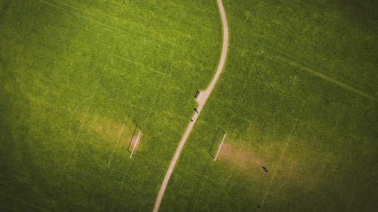 aerial view photography of soccer field photo