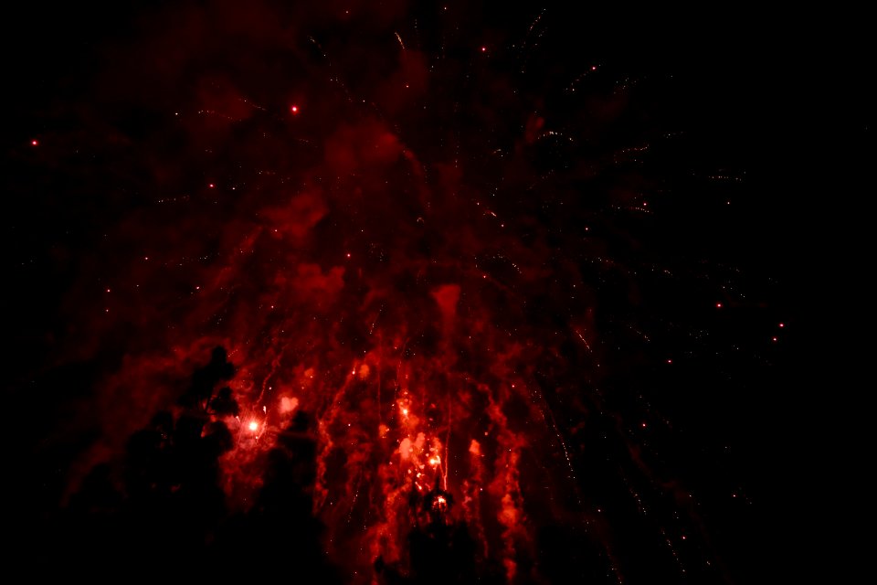 red flares at night