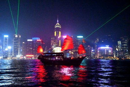 Star ferry pier, Hong kong, Night photo