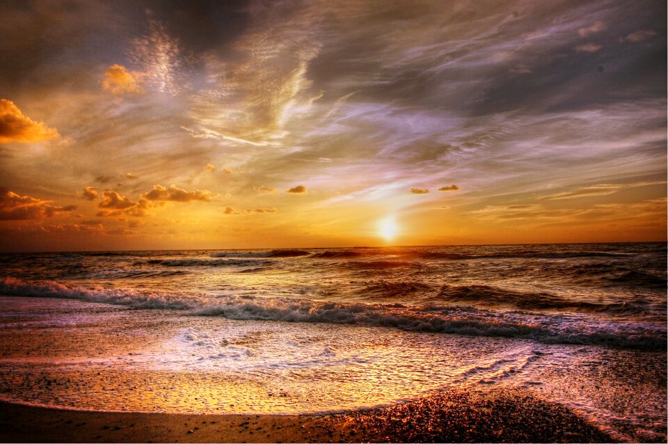 Sea sunset nature