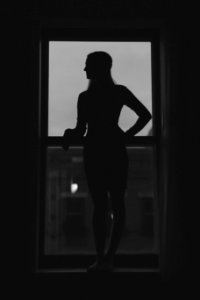 Woman, Silhouette, Window