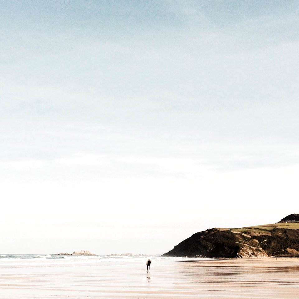 person standing on a wet land