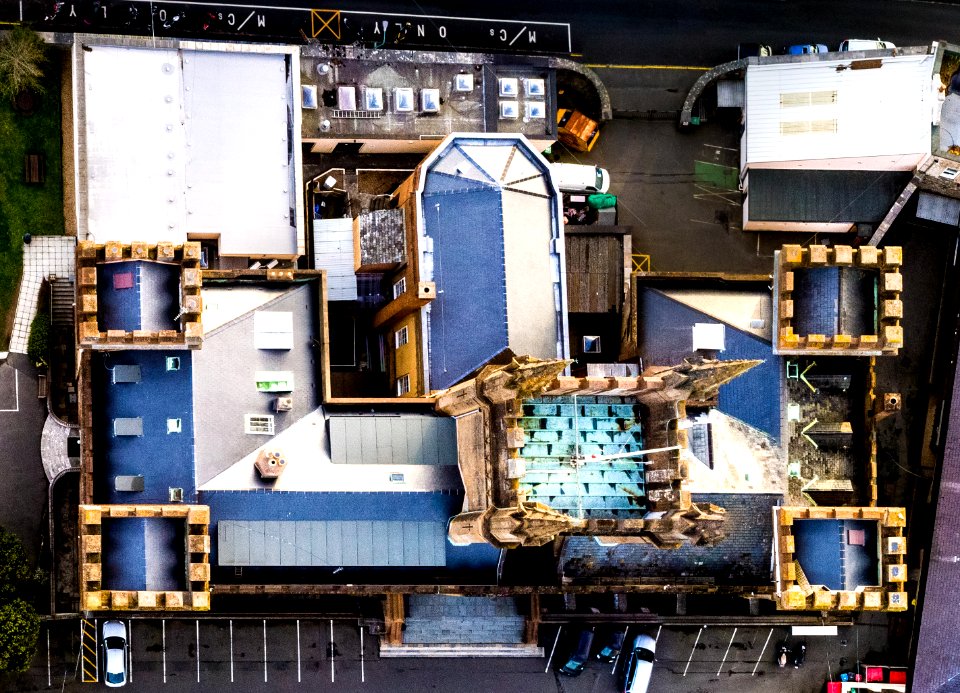 aerial photograph of a building
