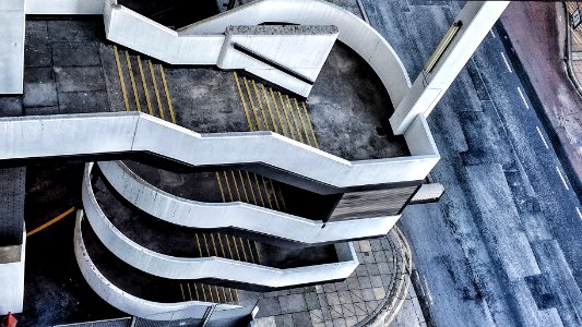 aerial photo of gray and white concrete stairs photo