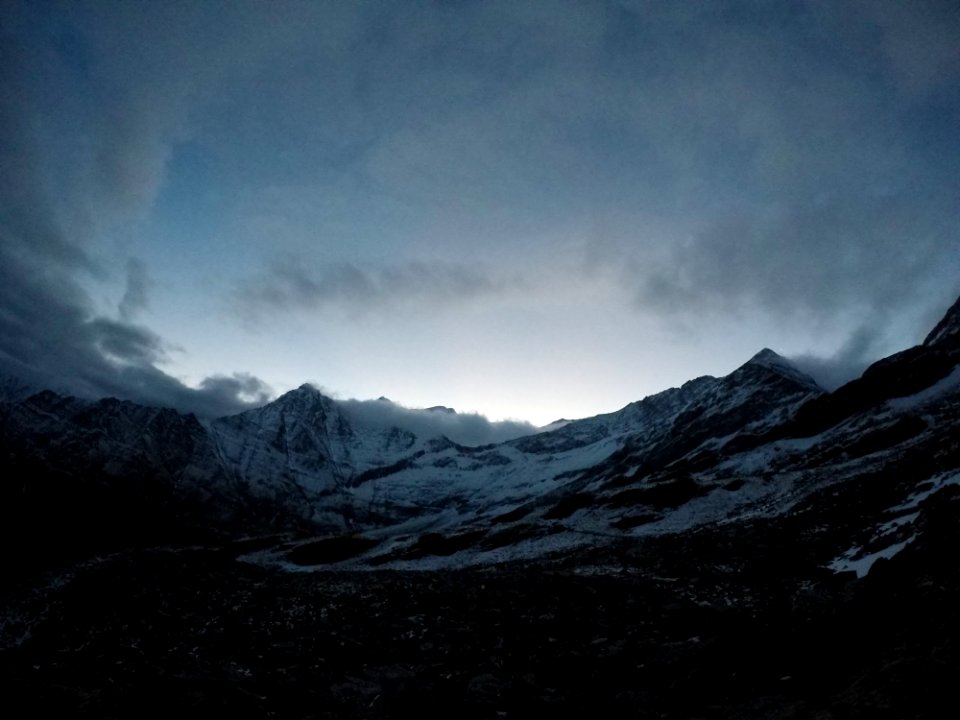 mountains covering with snow