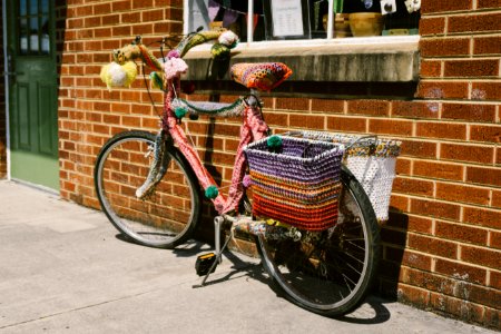 bike parked on brown concrete wall
