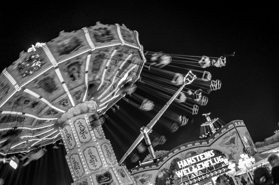 Funfair carousel night gray night