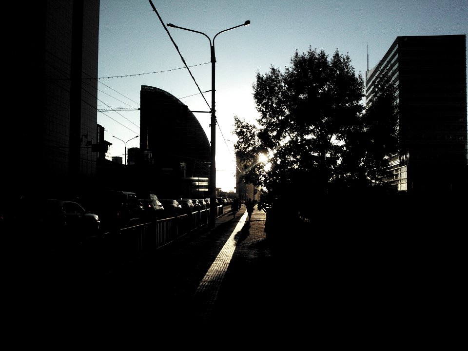 Silhouette, Sunset, City