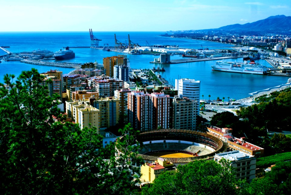 M laga, Puerto y plaza de toros de, Spain