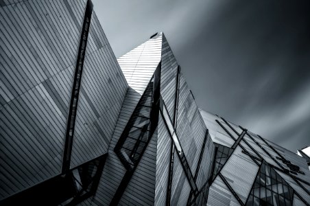 grayscale photo of high rise building