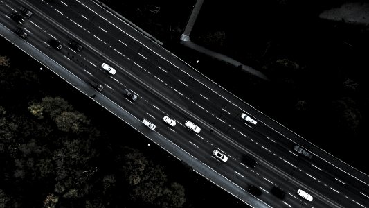 aerial photography of road with cards