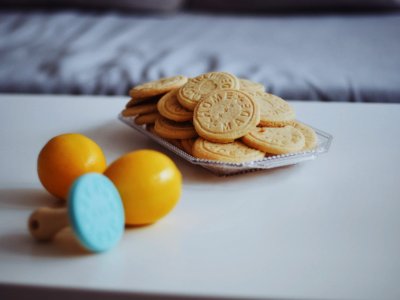 cookies on white ceramic plate photo