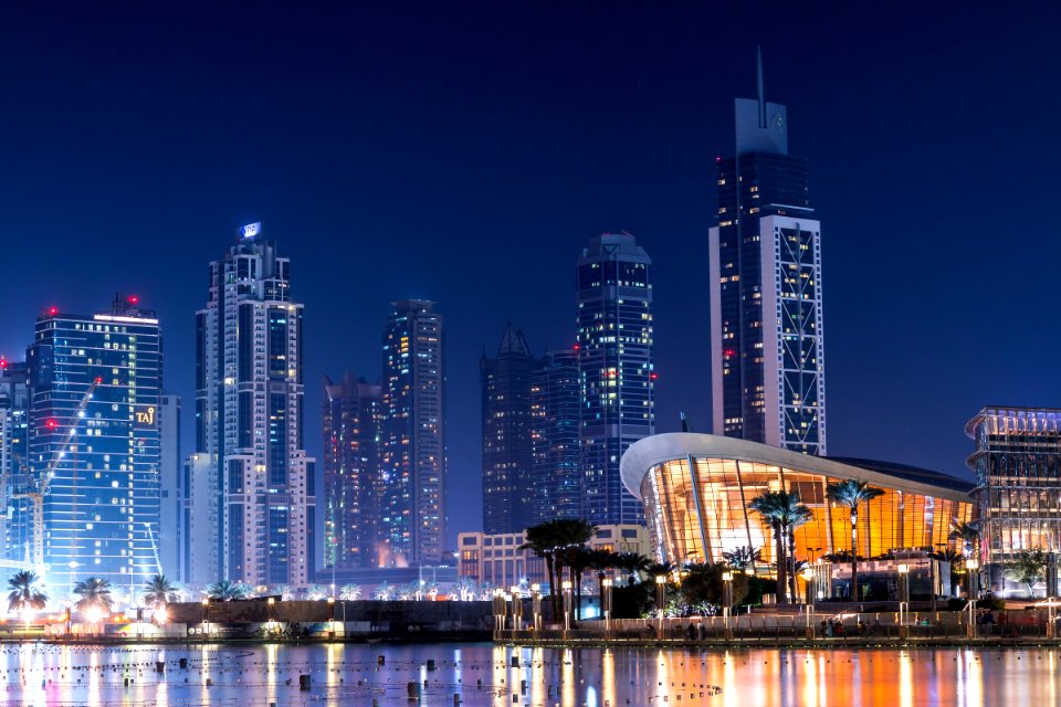 body of water near buildings photo